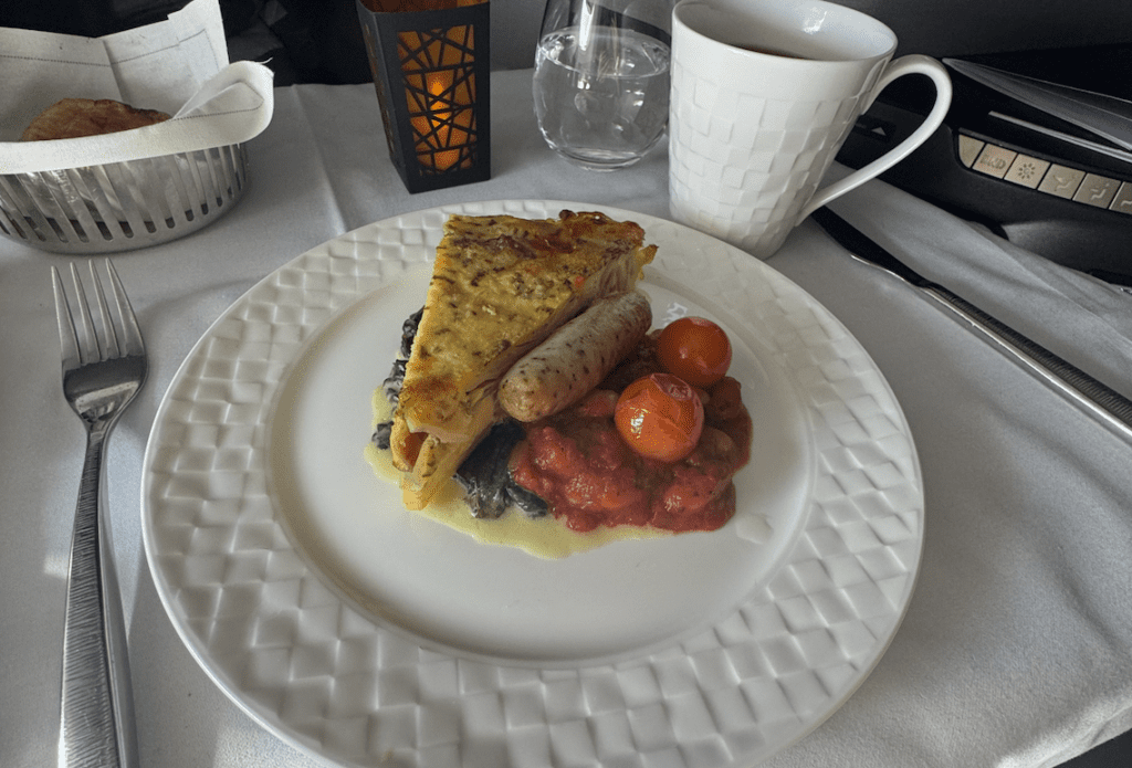 Baked Spanish Omelette on Qatar Airways Qsuites Business Class 